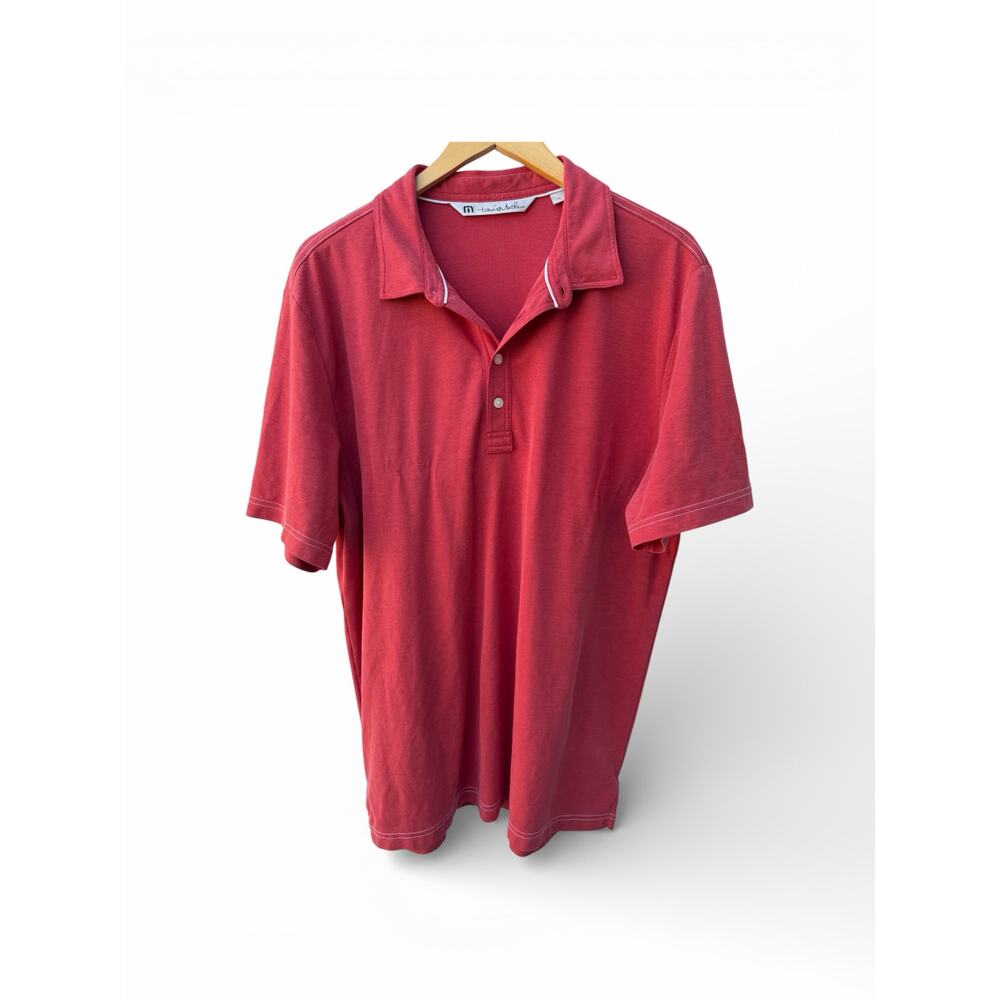 TravisMathew Polo Shirt Mens Large Red Golf Casual Performance Polo